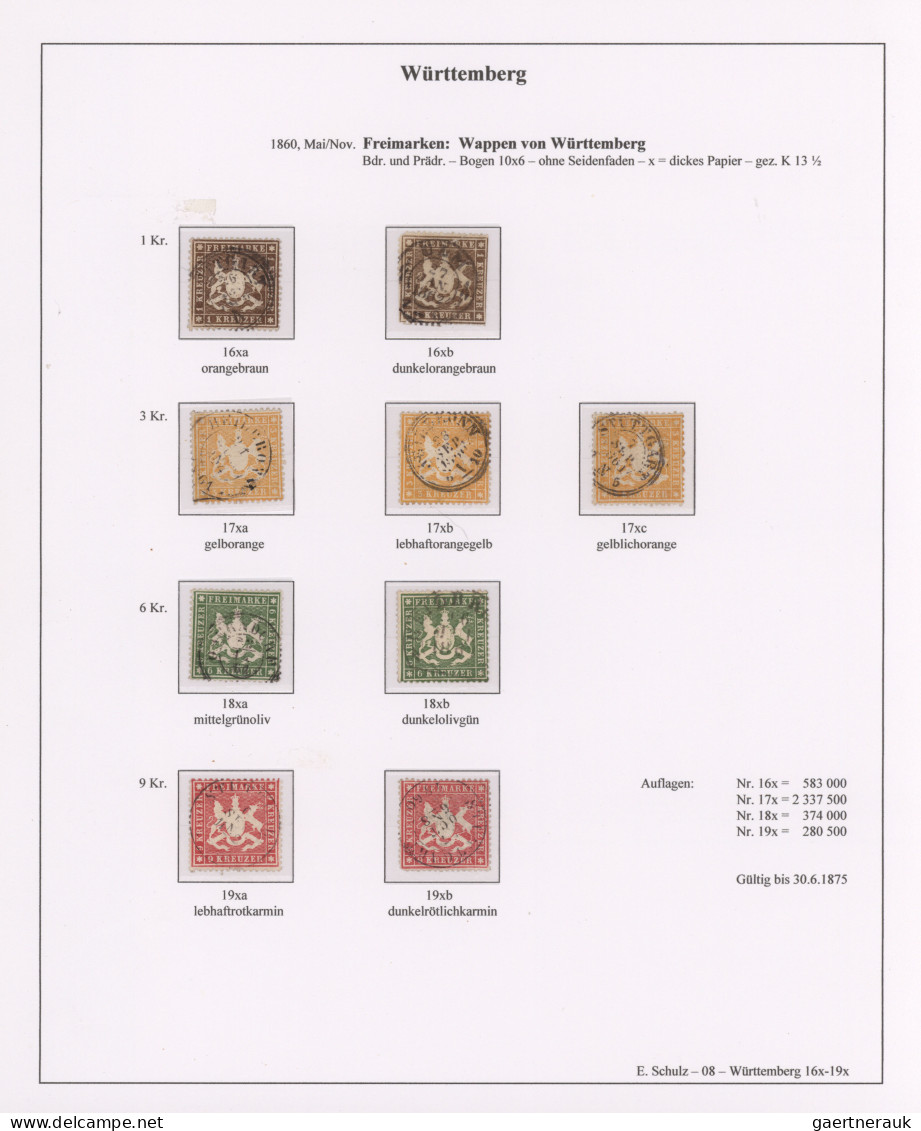 Württemberg - Marken und Briefe: 1851/1875, gestempelte Sammlung der Kreuzer-Zei