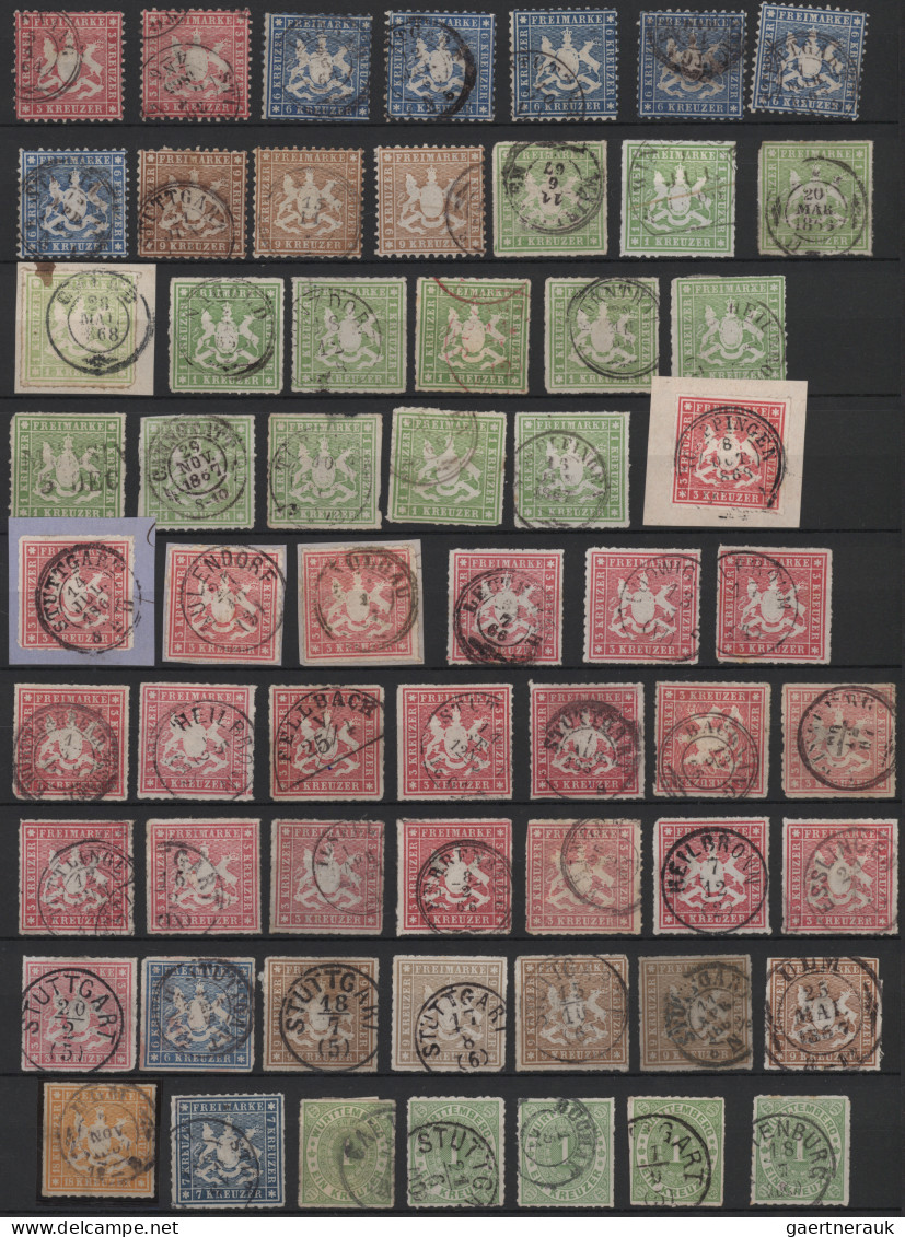 Württemberg - Marken Und Briefe: 1851/1875, Saubere Gestempelte Sammlung Von Ca. - Autres & Non Classés