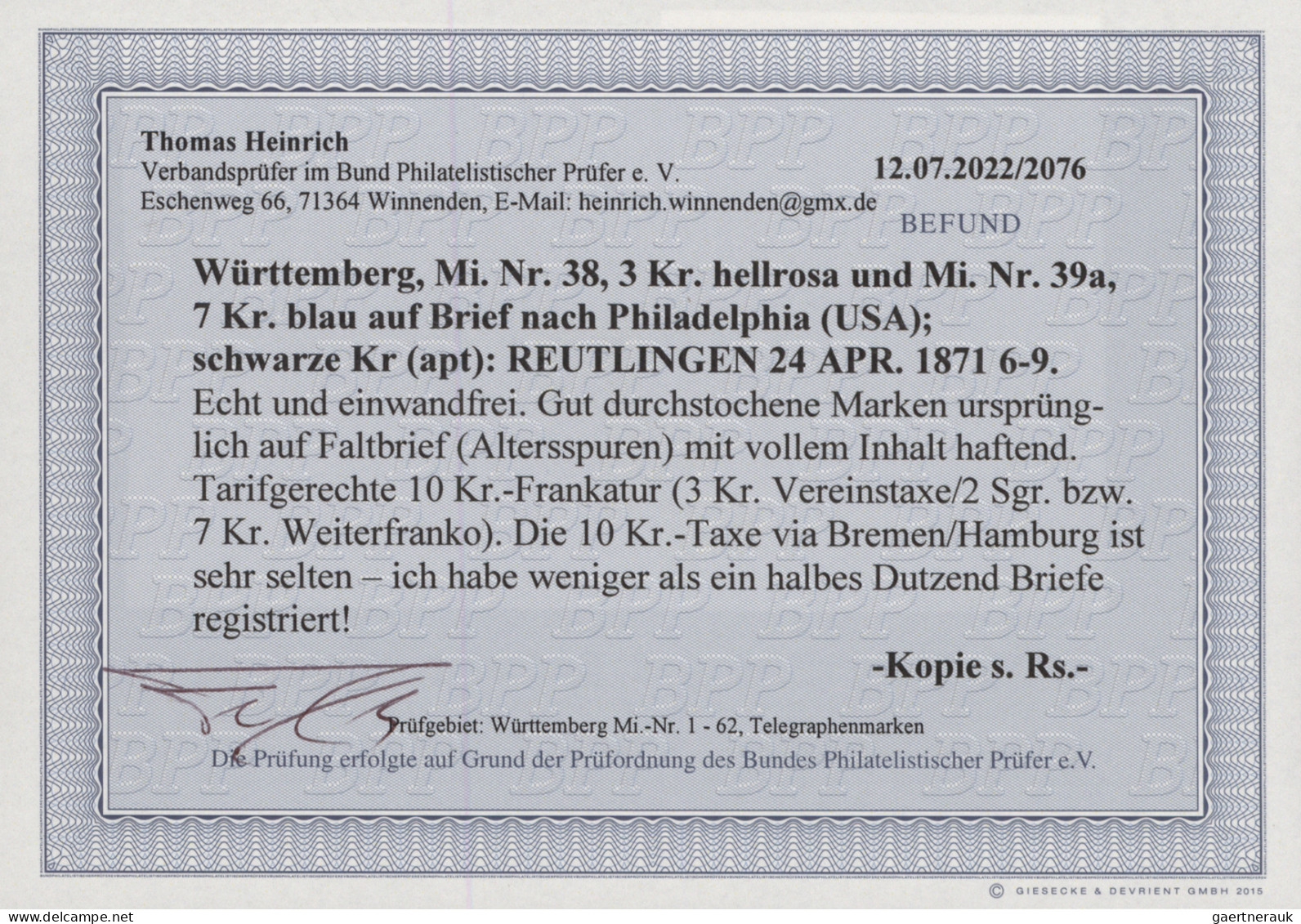 Württemberg - Marken Und Briefe: 1851/1920, Hochwertige Kreuzer-/Pfennigzeit-Sam - Other & Unclassified