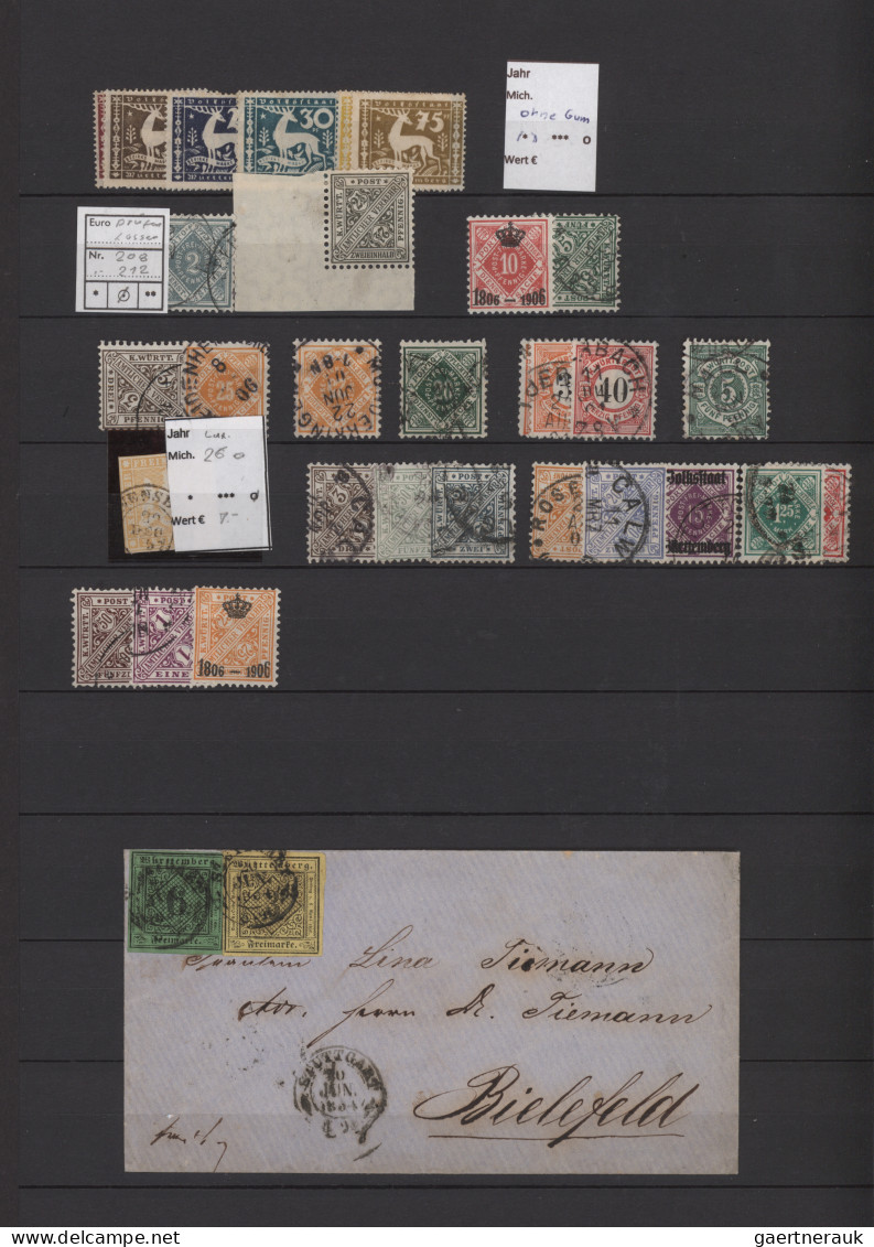 Württemberg - Marken Und Briefe: 1851/1920, Meist Gestempelter Sammlungsposten A - Other & Unclassified