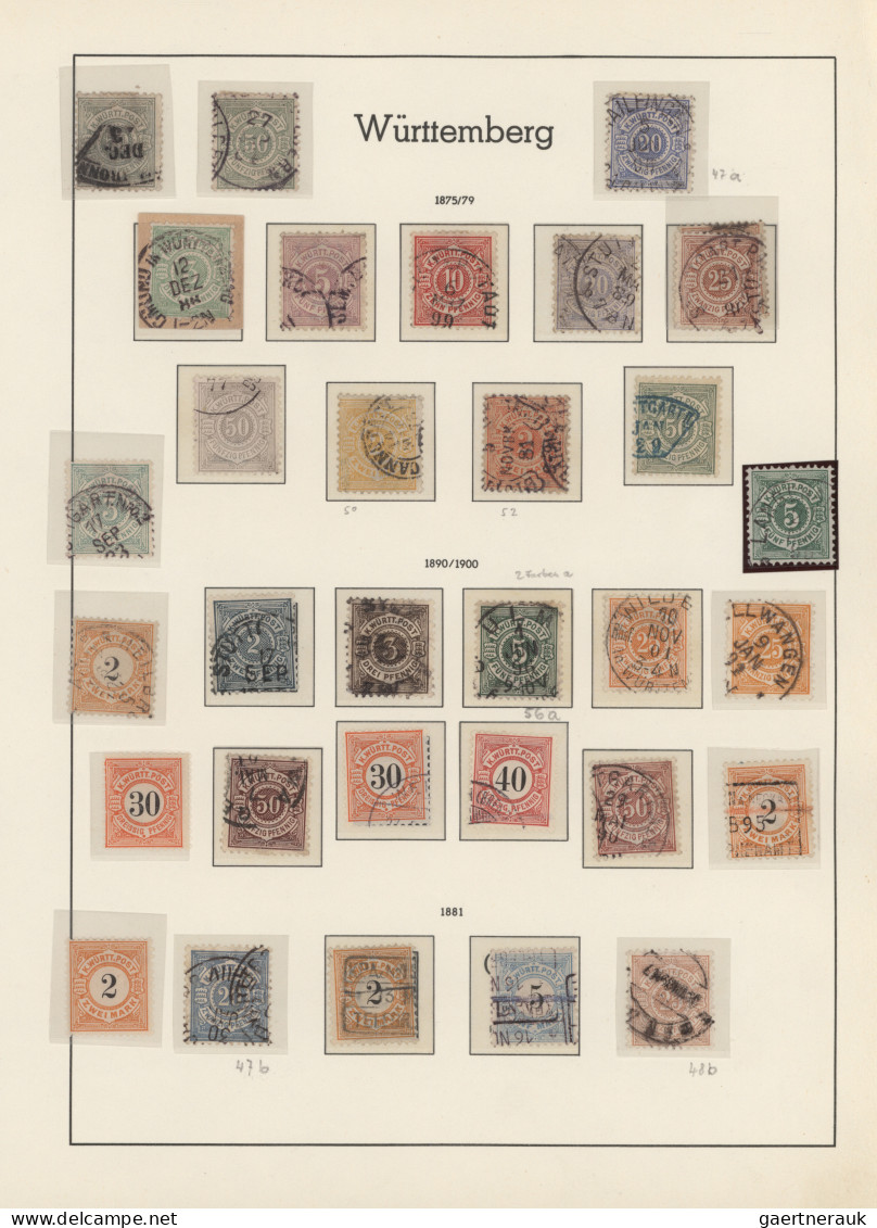 Württemberg - Marken Und Briefe: 1851/1923, Fast Nur Gestempelte Sammlung Auf Le - Andere & Zonder Classificatie