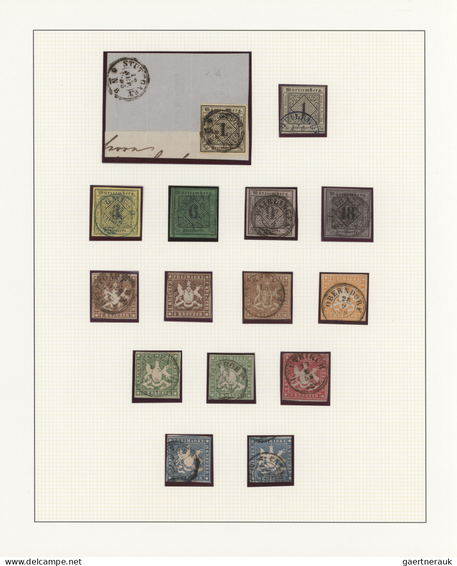 Württemberg - Marken Und Briefe: 1851/1923, Meist Gestempelte Sammlung Auf Lindn - Autres & Non Classés