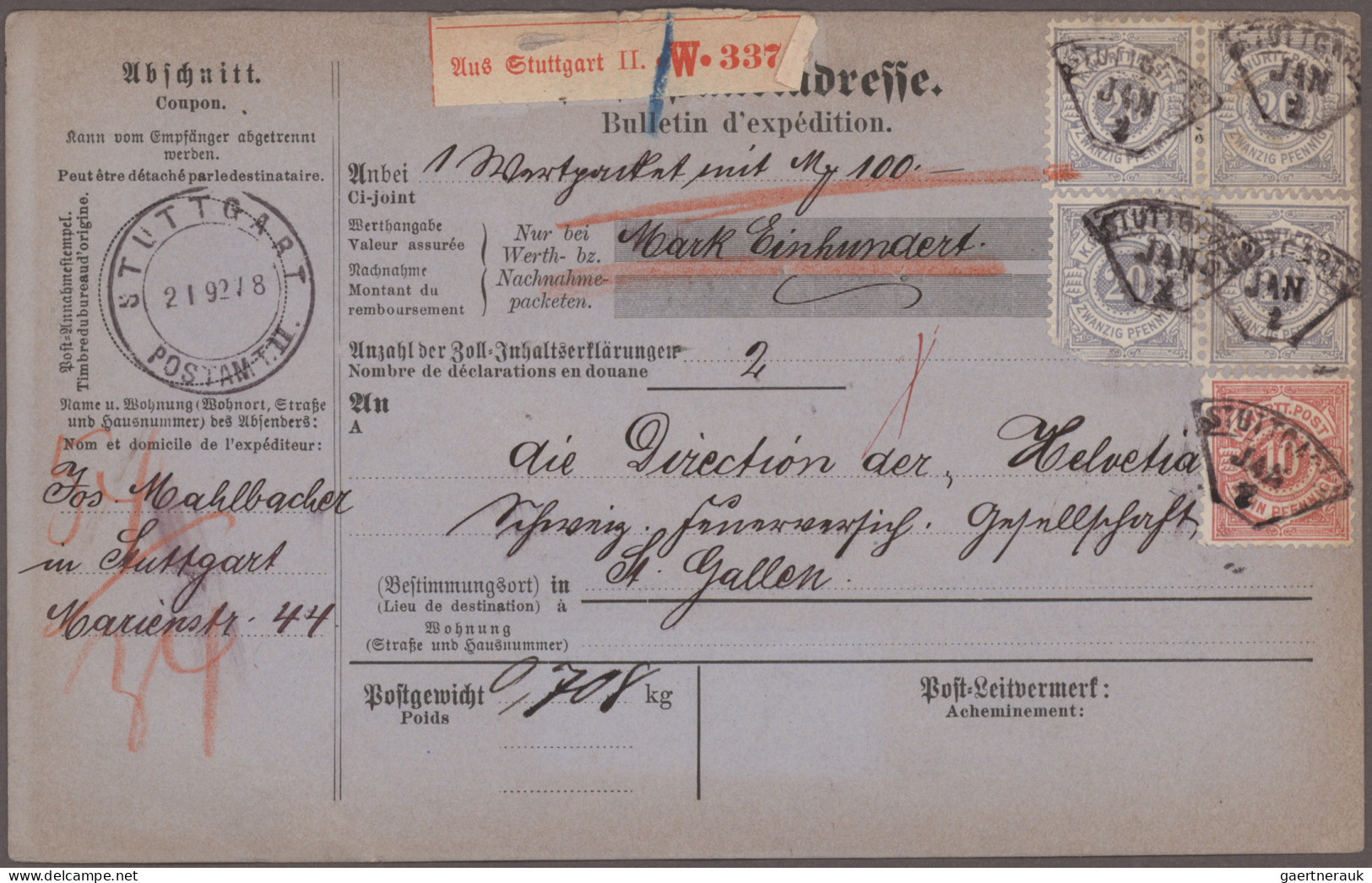 Württemberg - Marken Und Briefe: 1852/1920, Posten Mit Ca. 230 Briefen, Karten U - Other & Unclassified