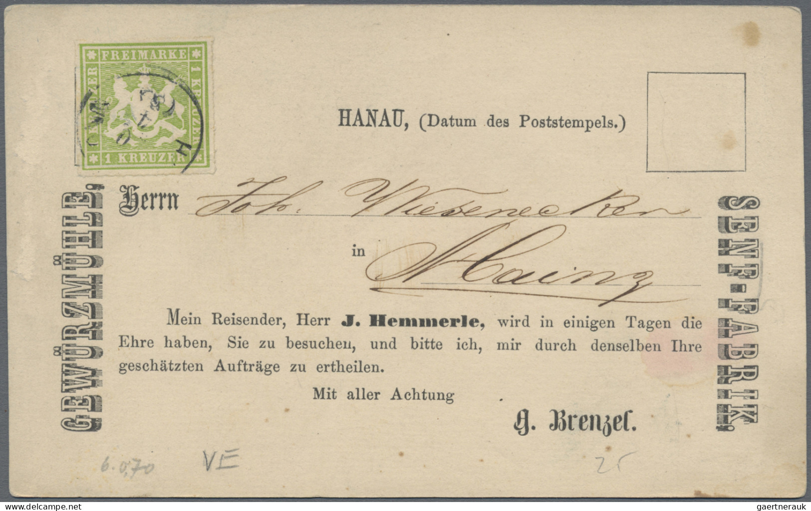 Württemberg - Marken und Briefe: 1860/1874 (ca.), Konvolut von über 125 Belegen