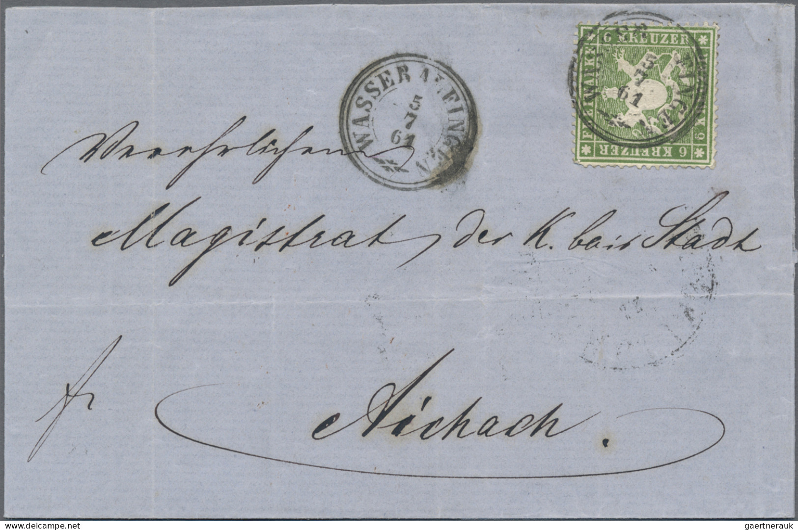 Württemberg - Marken und Briefe: 1861/1863, Partie von acht Briefen MiNr. 16/29,