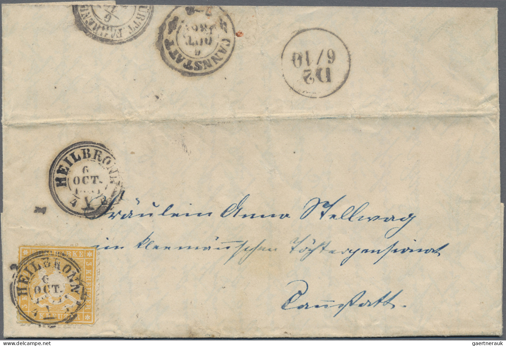 Württemberg - Marken und Briefe: 1861/1863, Partie von acht Briefen MiNr. 16/29,