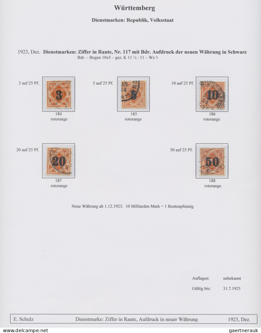 Württemberg - Marken Und Briefe: 1875/1923, Gestempelte Sammlung Der Pfennig-Zei - Other & Unclassified