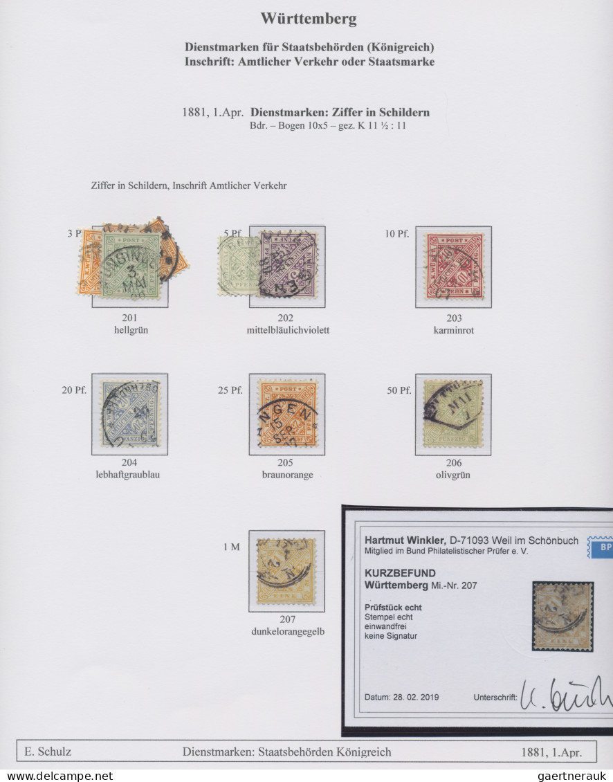 Württemberg - Marken Und Briefe: 1875/1923, Gestempelte Sammlung Der Pfennig-Zei - Autres & Non Classés