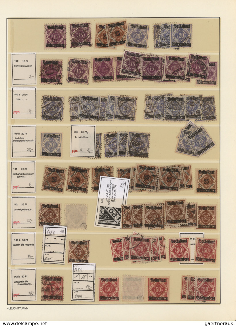 Württemberg - Marken und Briefe: 1875/1923, umfassende spezialisierte Sammlung d