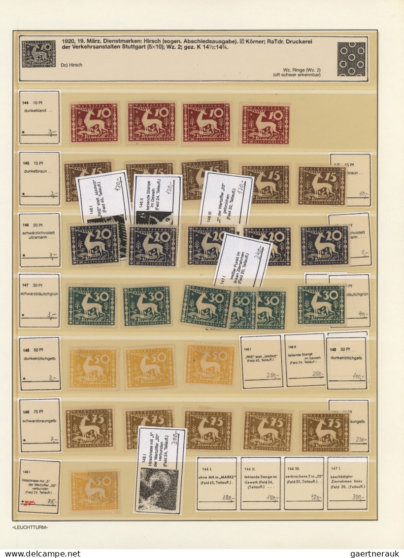 Württemberg - Marken und Briefe: 1875/1923, umfassende spezialisierte Sammlung d