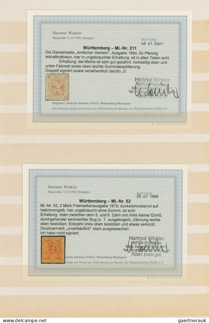 Württemberg - Marken und Briefe: 1875/1923, ungebrauchte Sammlung der Pfennig-Ze