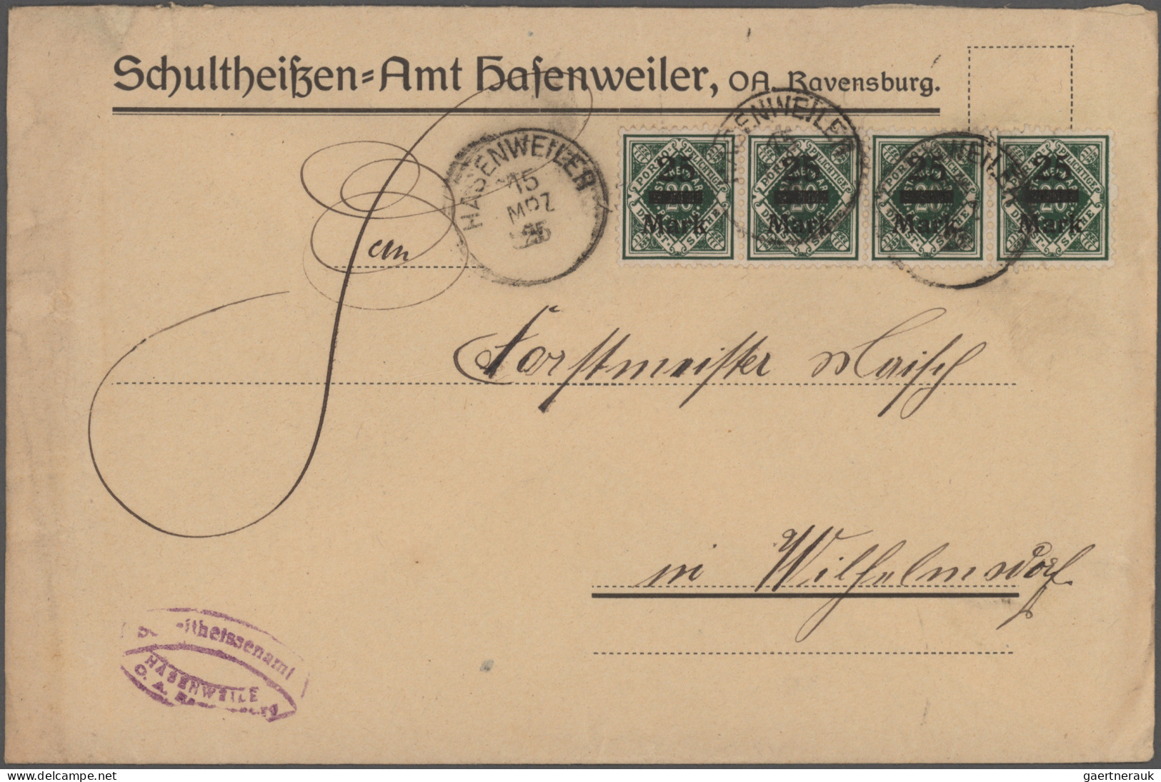 Württemberg - Marken und Briefe: 1890/1920 ca.: Etwa 150 Briefe und Karten aller