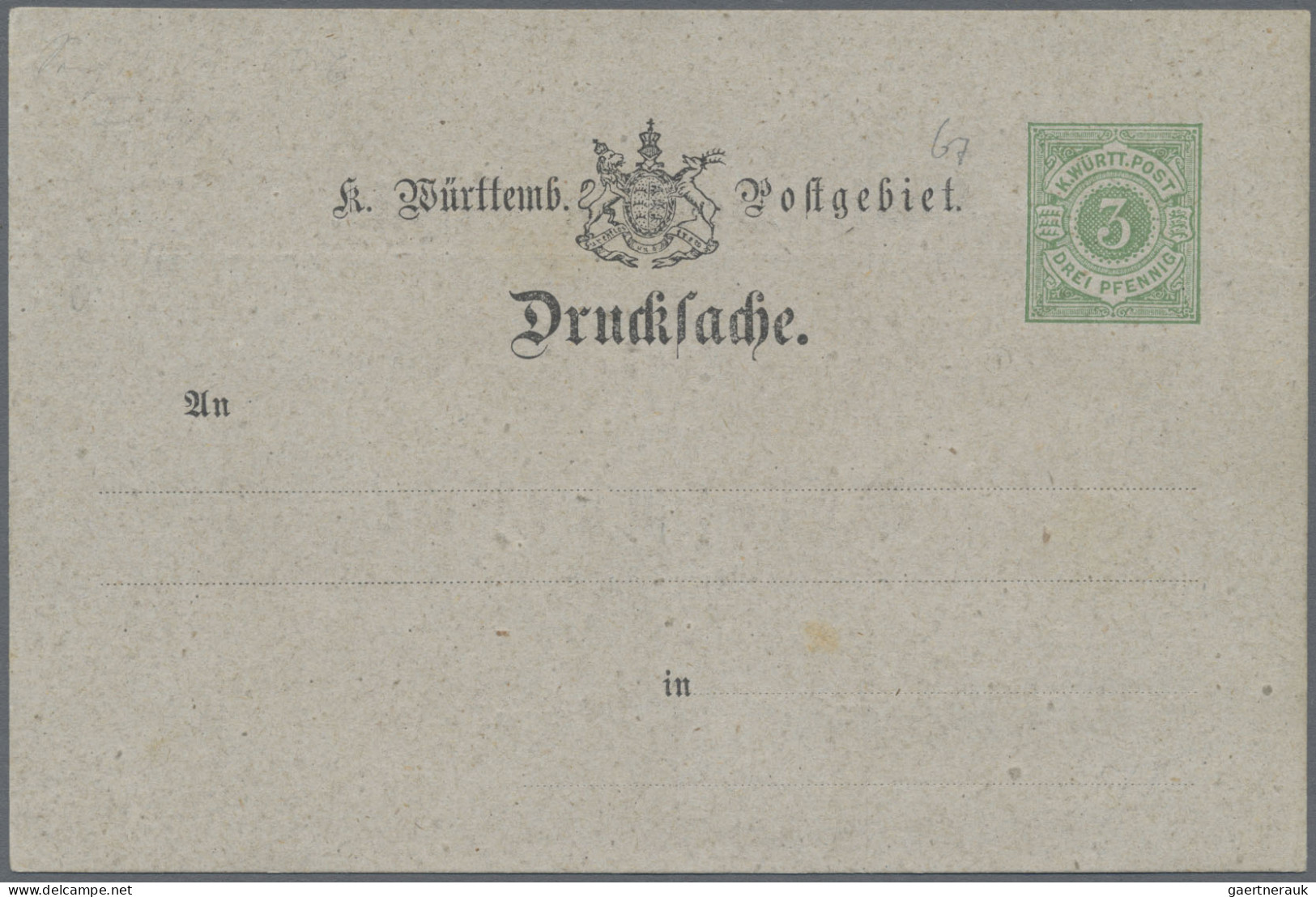 Württemberg - Ganzsachen: 1866/1920 (ca.), Partie Von über 300 Gebrauchten/ungeb - Other & Unclassified