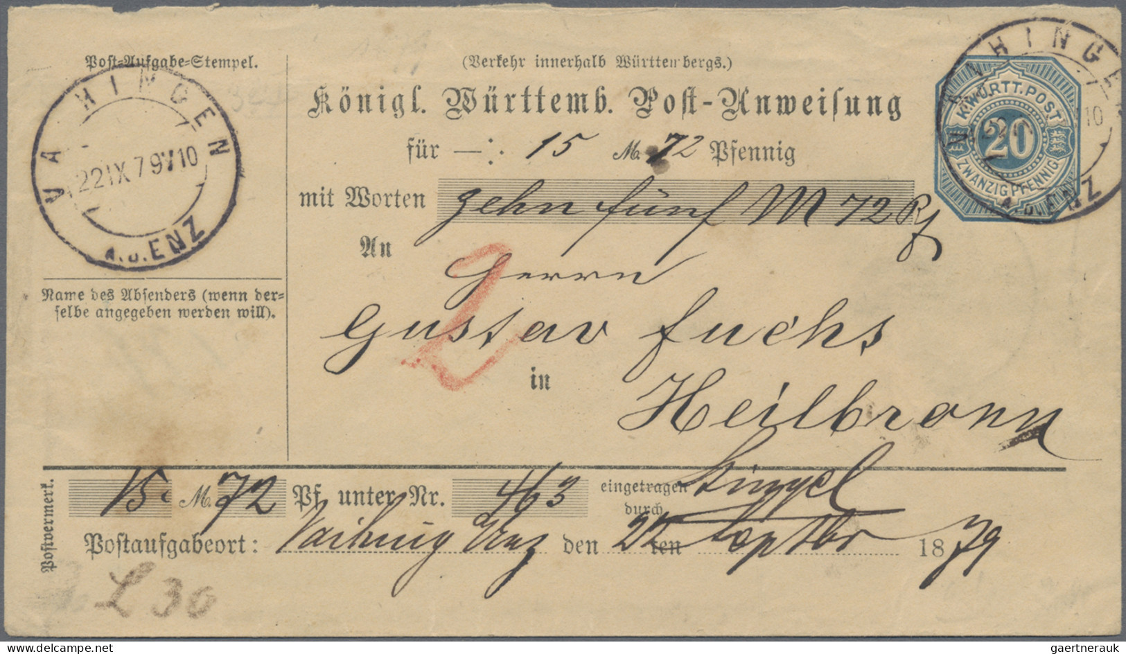 Württemberg - Ganzsachen: 1866/1920 (ca.), Partie von über 300 gebrauchten/ungeb