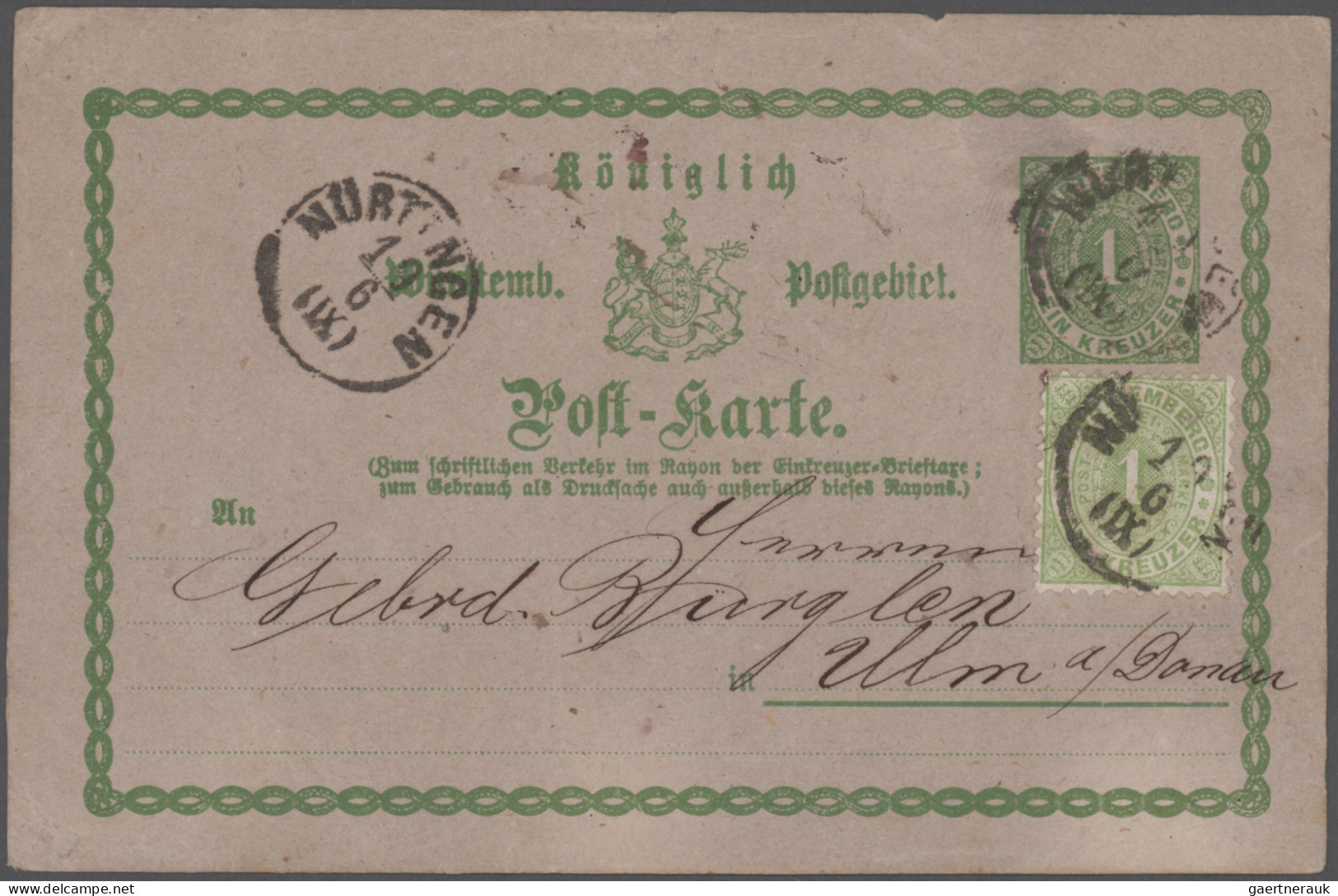 Württemberg - Ganzsachen: 1874/1920, Posten Mit Ca. 295 Ganzsachen Gebraucht Und - Autres & Non Classés