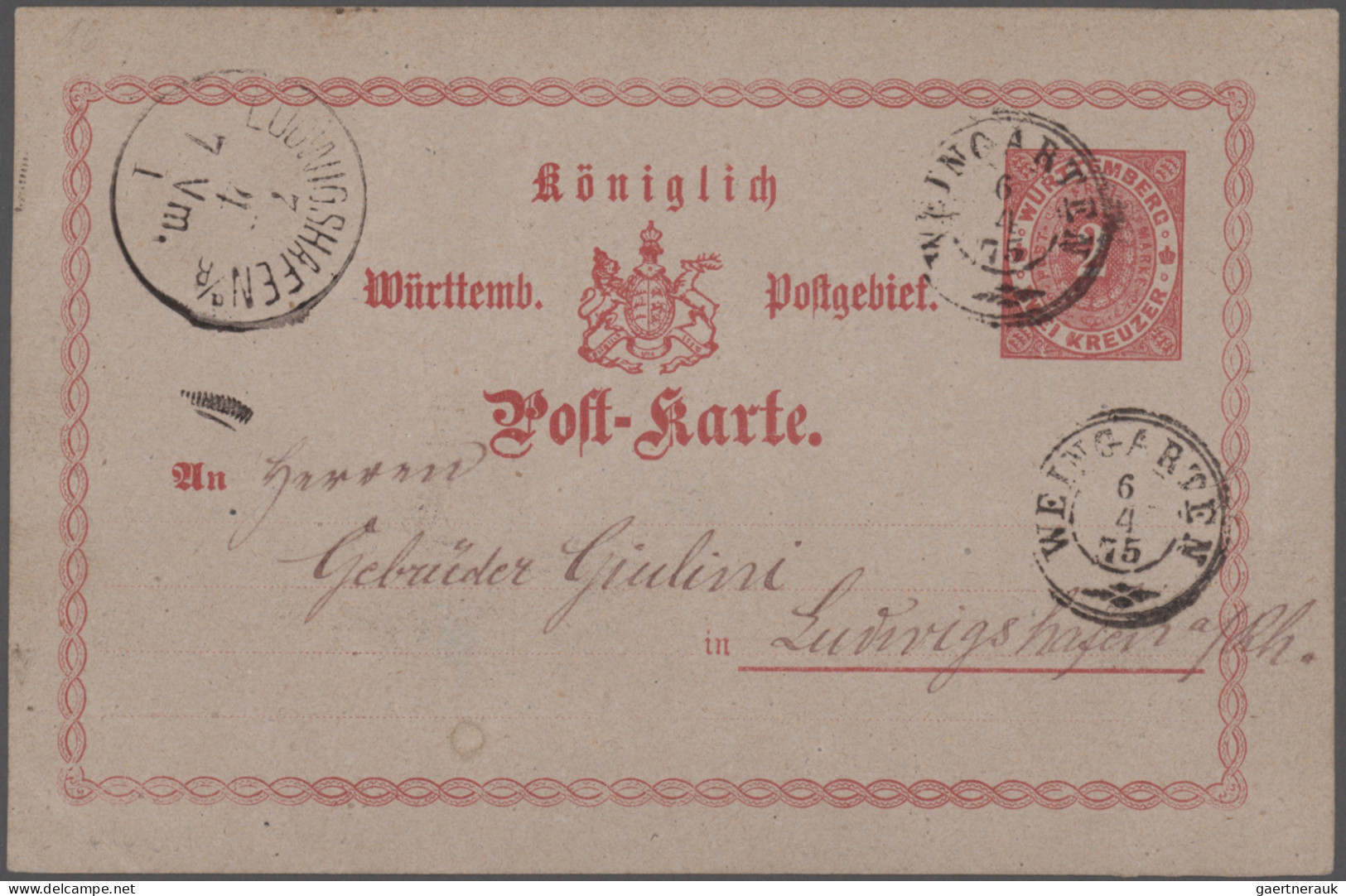 Württemberg - Ganzsachen: 1874/1920, Posten Mit Ca. 295 Ganzsachen Gebraucht Und - Sonstige & Ohne Zuordnung