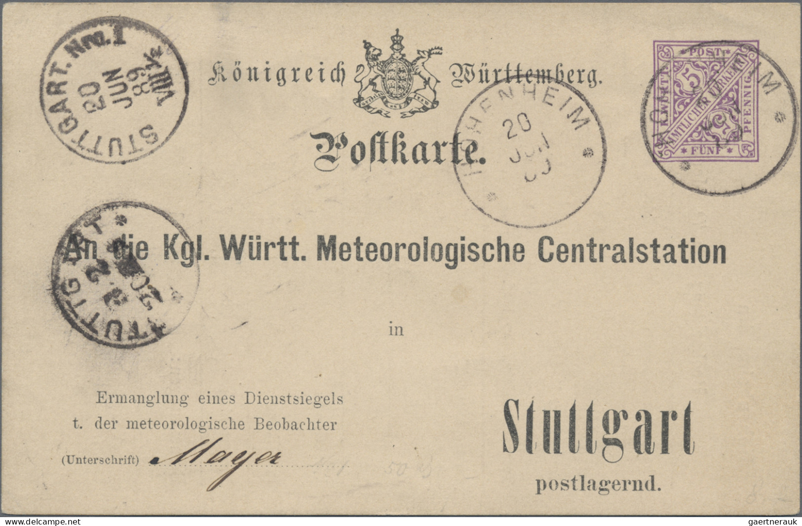 Württemberg - Ganzsachen: 1890/1910 (ca.), Partie von 20 gebrauchten und ungebra