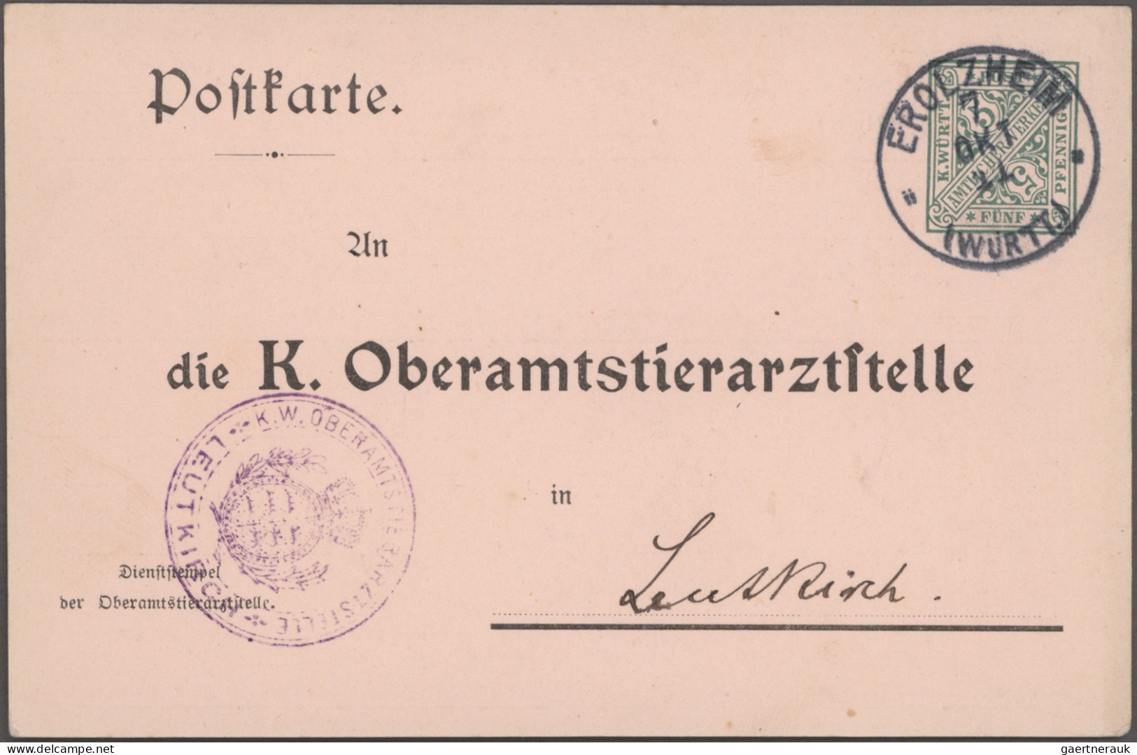 Württemberg - Ganzsachen: 1893/1919, Sammlung Von 46 Dienstganzsachen (davon 32 - Sonstige & Ohne Zuordnung