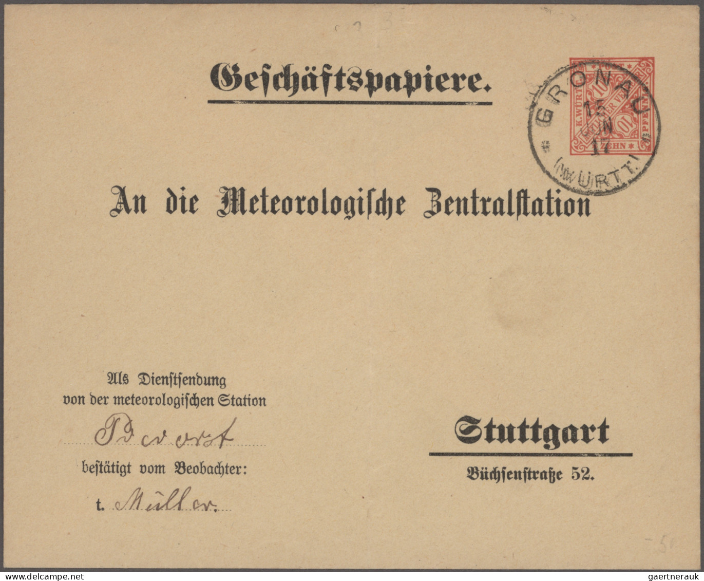 Württemberg - Ganzsachen: 1893/1919, Sammlung Von 46 Dienstganzsachen (davon 32 - Other & Unclassified