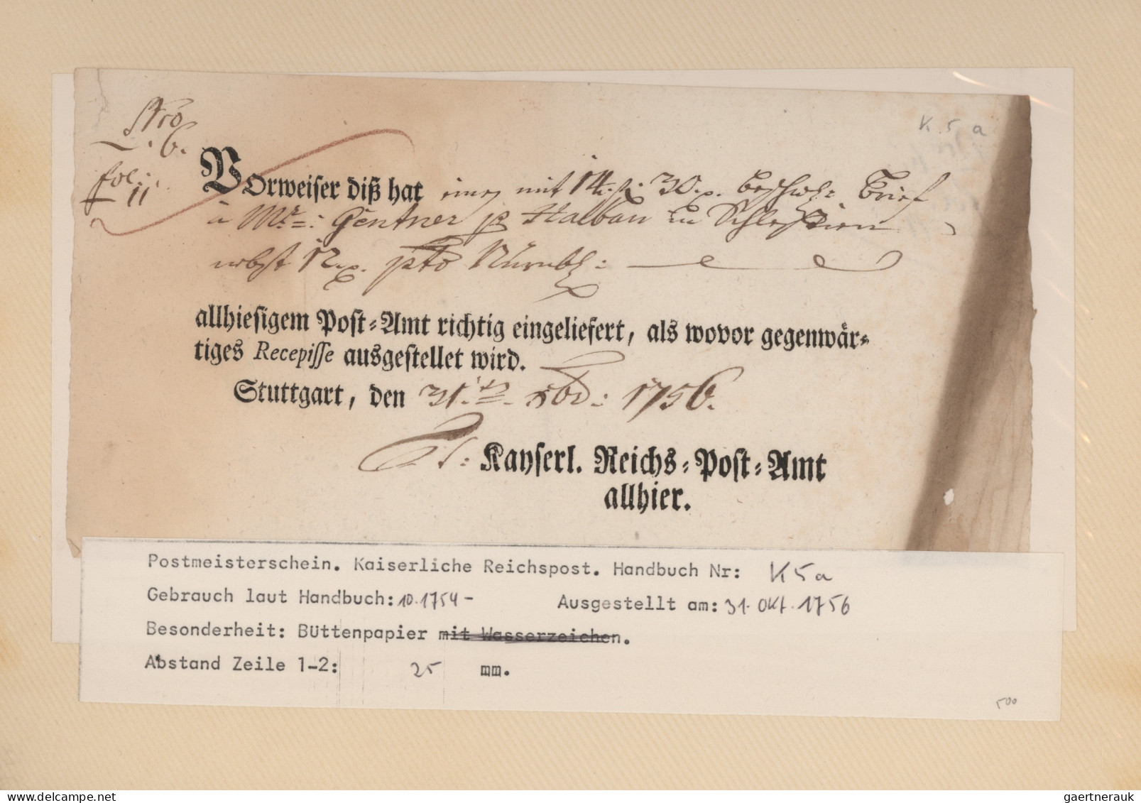 Württemberg - Postscheine: 1756/1870, Umfangreiche Spezialsammlung Der Württembe - Altri & Non Classificati
