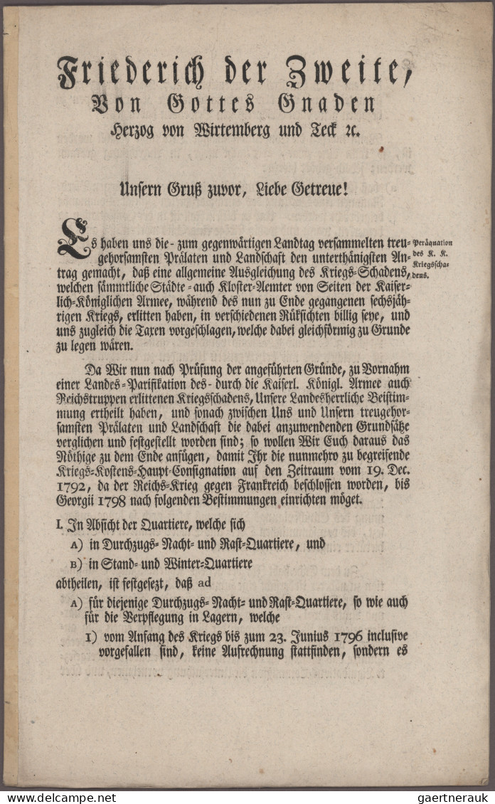 Württemberg - Besonderheiten: 1683/1935 Umfangreicher, Zeitgeschichtlich Sehr In - Autres & Non Classés