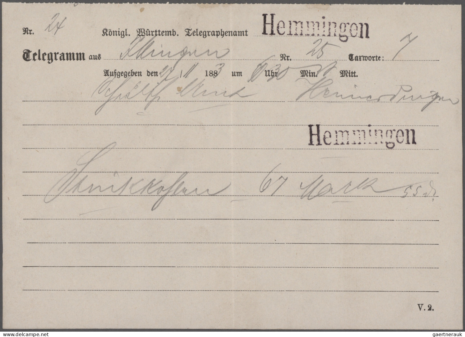 Württemberg - Besonderheiten: 1872/1925, Posten Von Ca. 20 Telegrammen Teils Noc - Autres & Non Classés