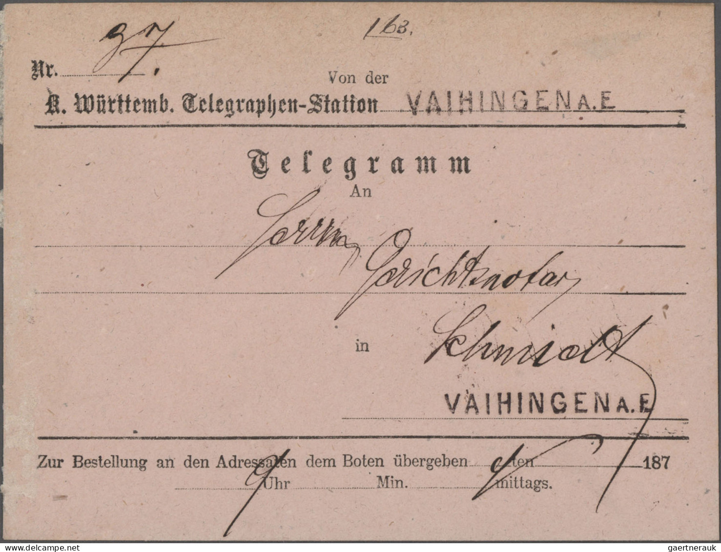 Württemberg - Besonderheiten: 1872/1925, Posten Von Ca. 20 Telegrammen Teils Noc - Other & Unclassified