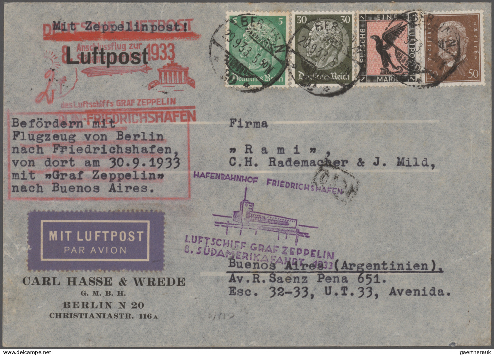 Deutsches Reich: 1933/1943, Destination ARGENTINIEN, Außergewöhnliche Sammlung V - Collections