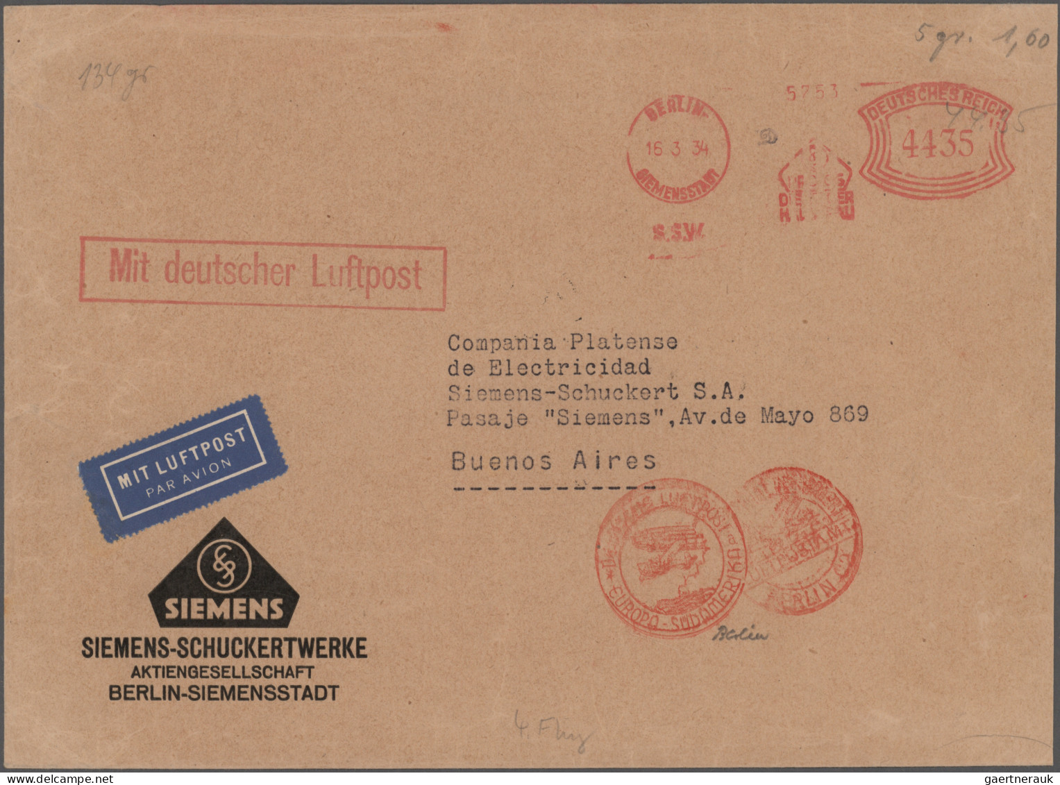 Deutsches Reich: 1933/1943, Destination ARGENTINIEN, Außergewöhnliche Sammlung V - Sammlungen