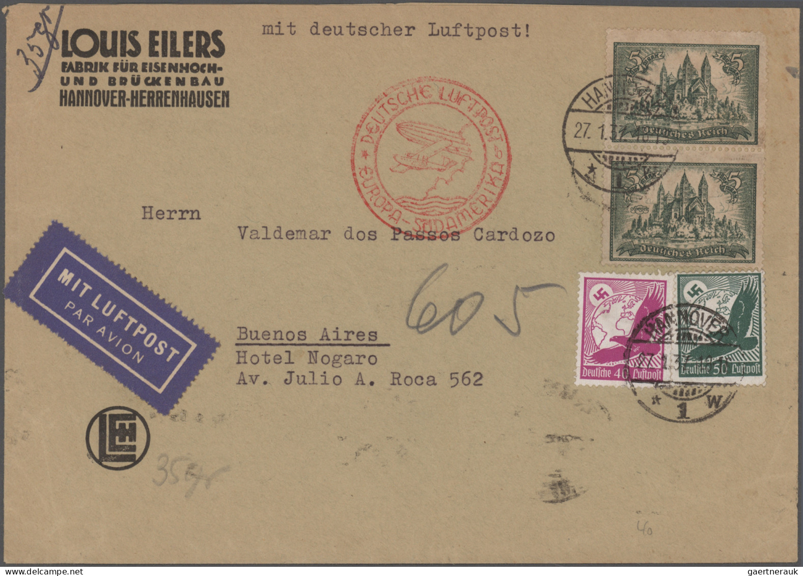Deutsches Reich: 1933/1943, Destination ARGENTINIEN, Außergewöhnliche Sammlung V - Collezioni