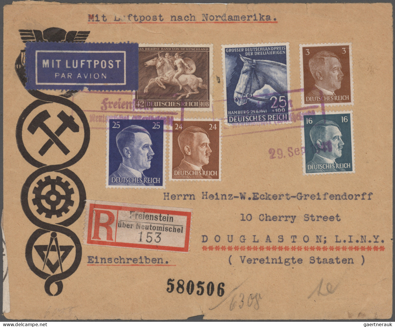 Deutsches Reich: 1929/1941, Destination USA, Sammlung Von 34 Briefen Und Karten, - Sammlungen