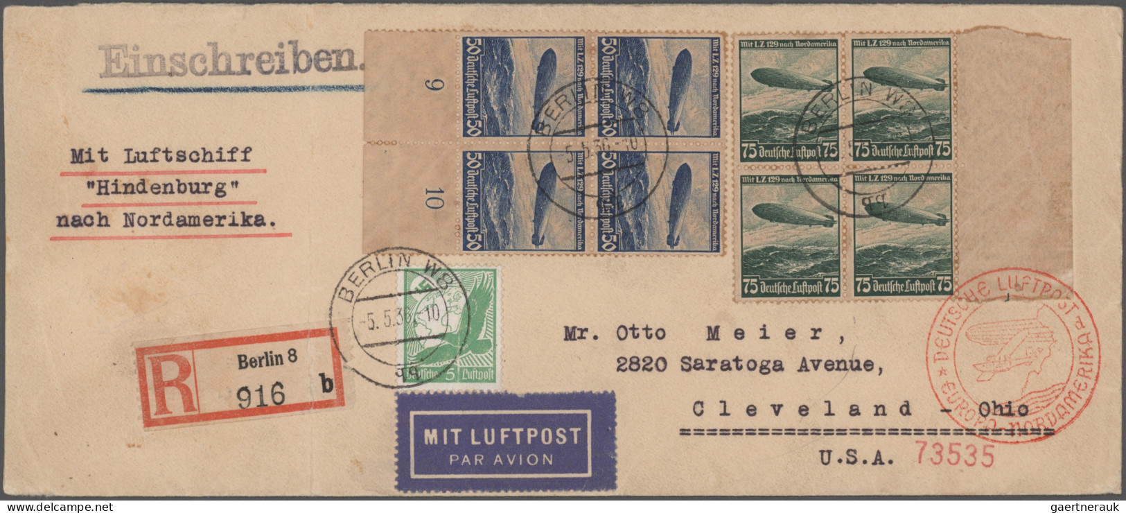 Deutsches Reich: 1929/1941, Destination USA, Sammlung Von 34 Briefen Und Karten, - Sammlungen