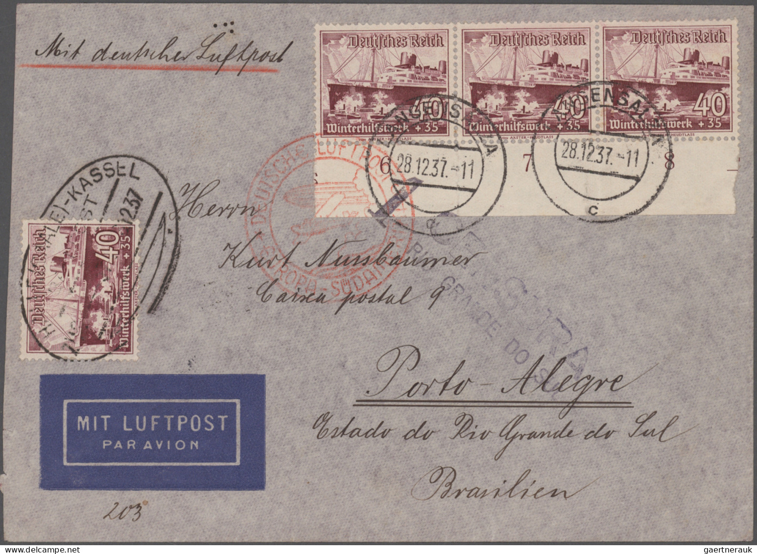 Deutsches Reich: 1930/1941, Destination BRASILIEN, Sammlung Von 36 Briefen Und K - Colecciones