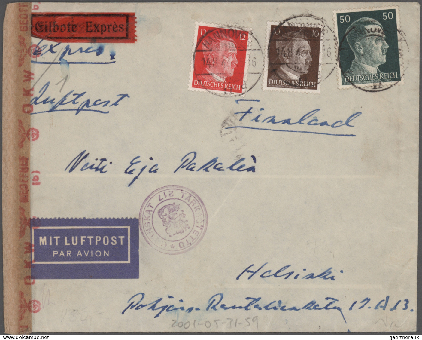 Deutsches Reich: 1926/1944, Destination FINNLAND, Sammlung Von 30 Briefen Und Ka - Collections