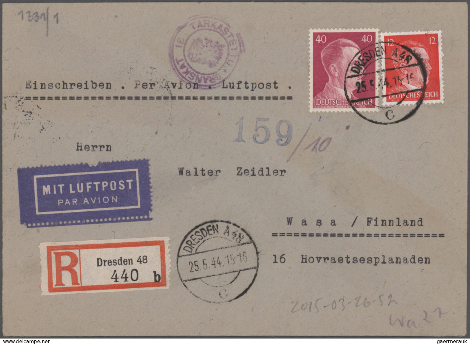 Deutsches Reich: 1926/1944, Destination FINNLAND, Sammlung Von 30 Briefen Und Ka - Colecciones