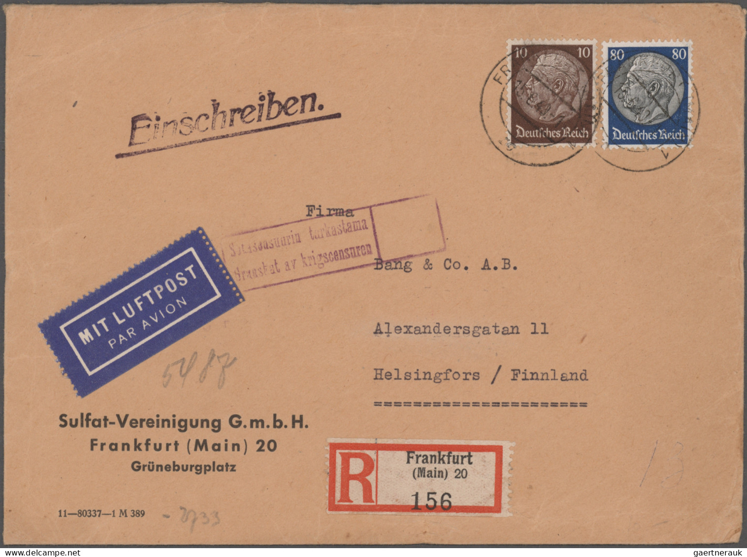 Deutsches Reich: 1926/1944, Destination FINNLAND, Sammlung von 30 Briefen und Ka