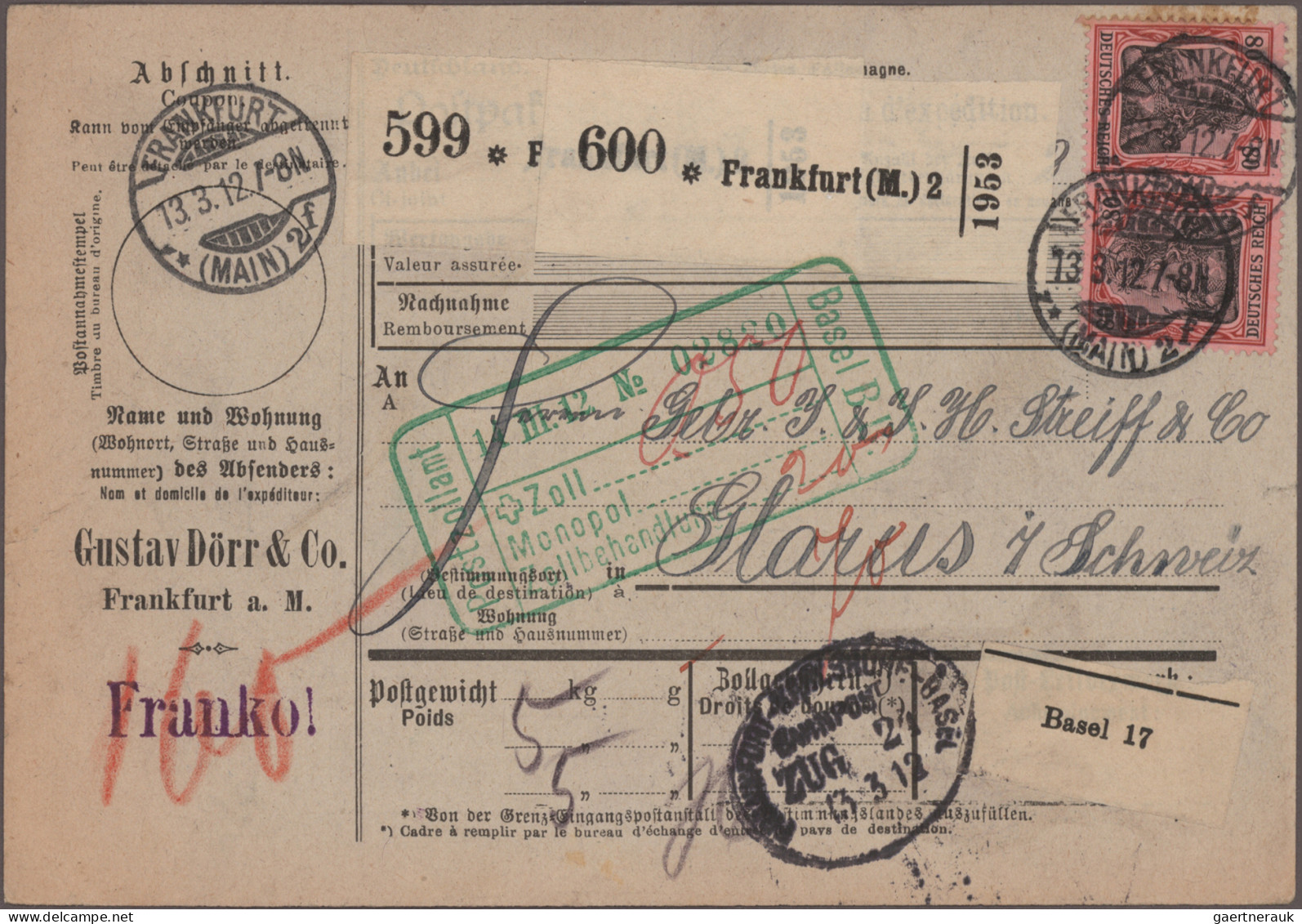 Deutsches Reich: 1907/1944, Sammlung Von 194 Paketkarten, Dabei 74 Germania, 70 - Collections