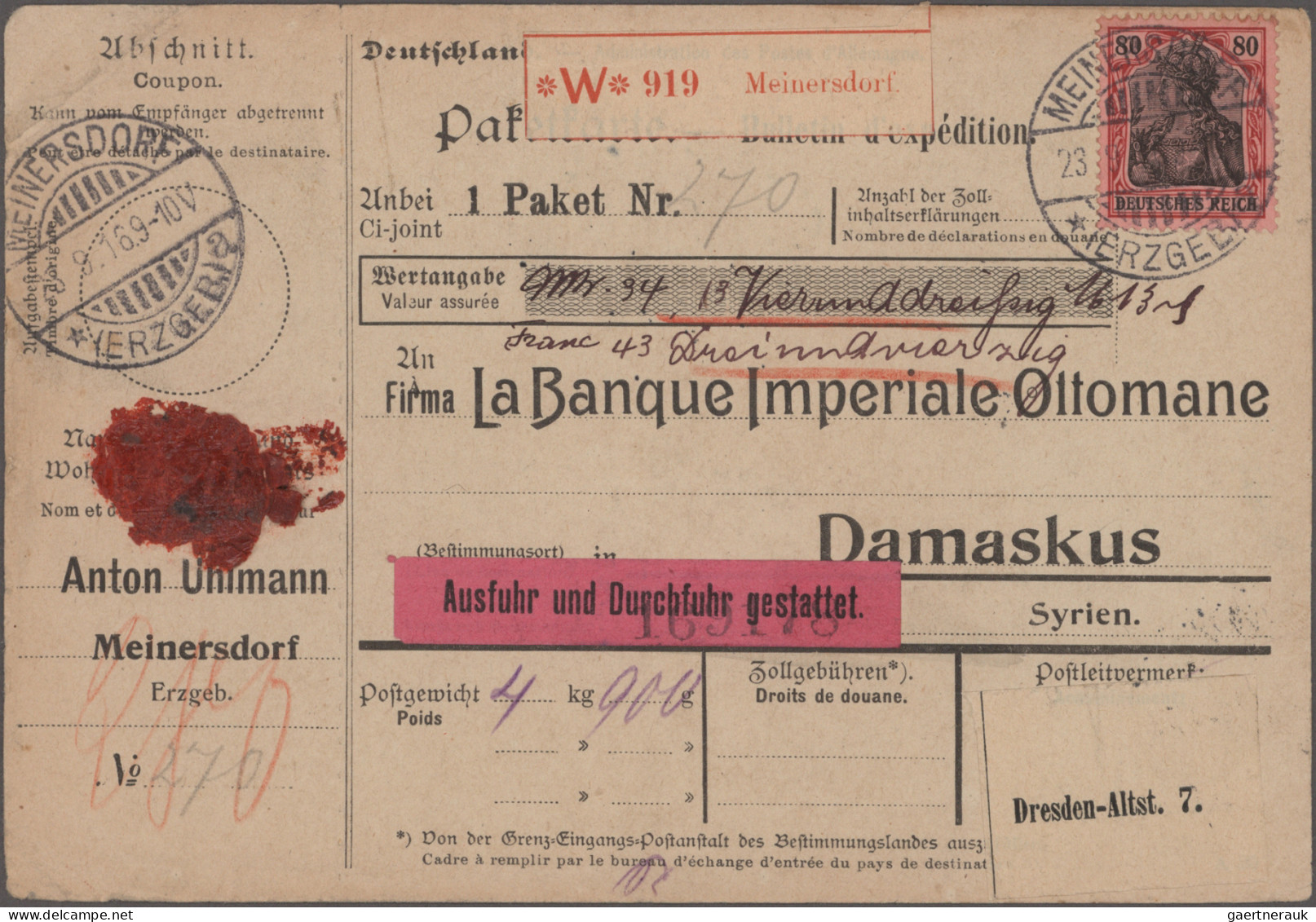 Deutsches Reich: 1916/1942, Destination TÜRKEI/LEVANTE, Sammlungspartie Von 13 B - Collections