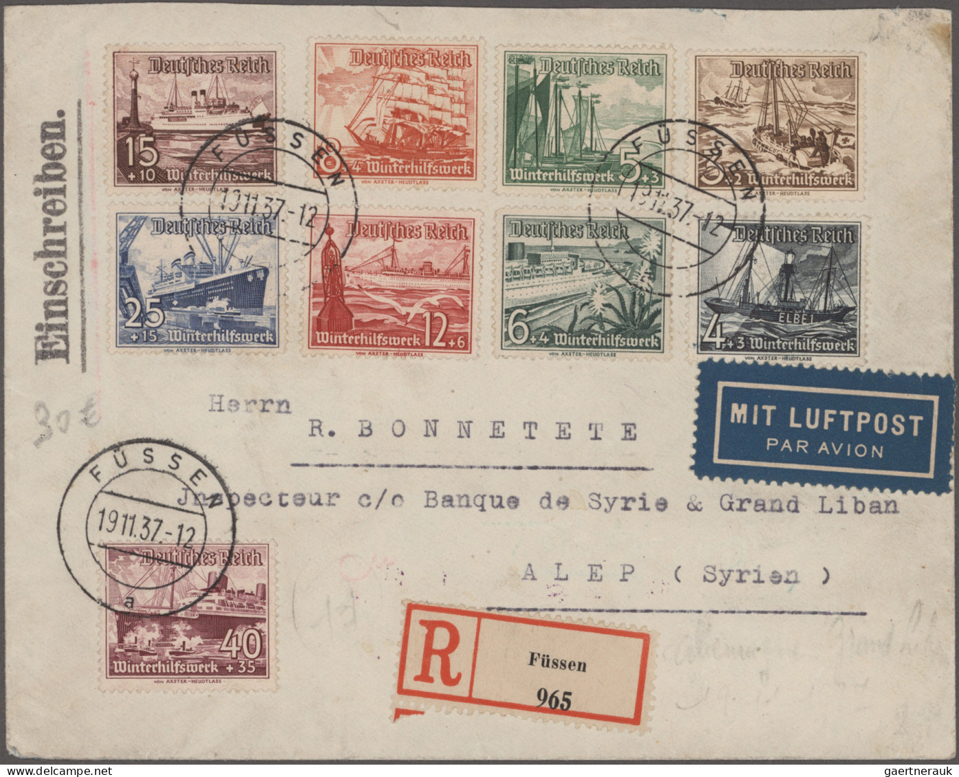 Deutsches Reich: 1916/1942, Destination TÜRKEI/LEVANTE, Sammlungspartie Von 13 B - Collections