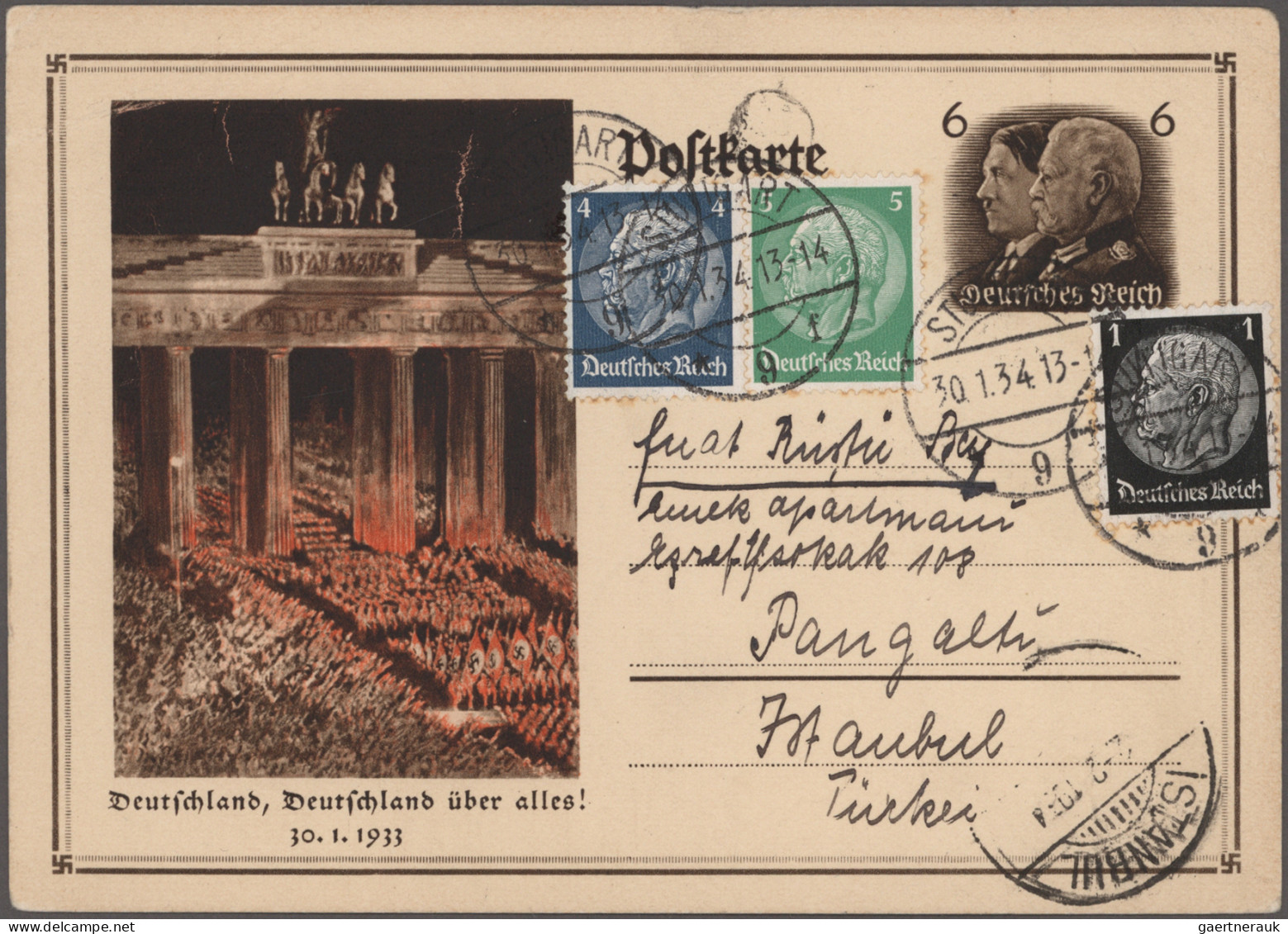 Deutsches Reich: 1916/1942, Destination TÜRKEI/LEVANTE, Sammlungspartie von 13 B