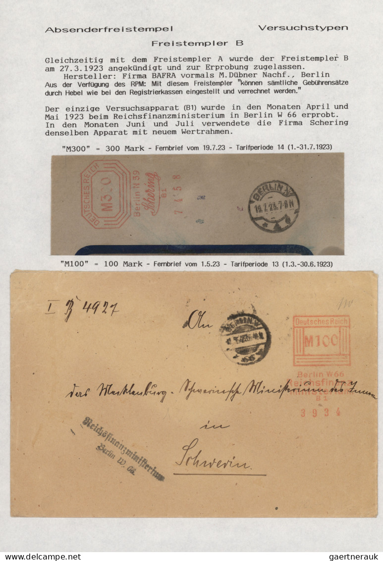 Deutsches Reich - Inflation: 1917/1923, Absenderfreistempel, Sammlung Von Ca. 42 - Sammlungen