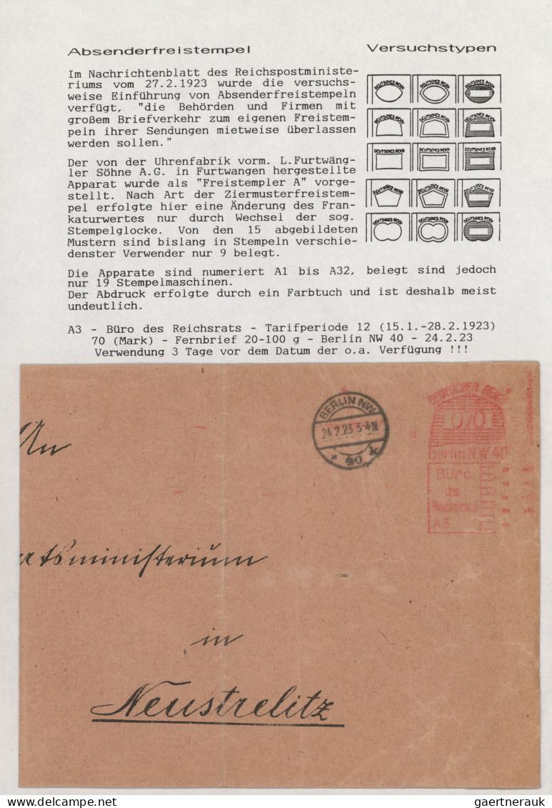 Deutsches Reich - Inflation: 1917/1923, Absenderfreistempel, Sammlung von ca. 42