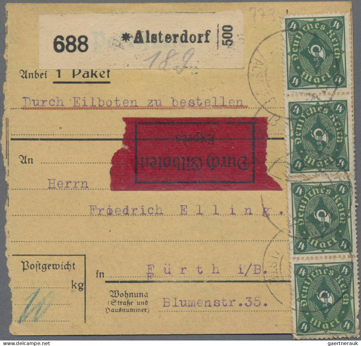 Deutsches Reich - Inflation: 1919/1923, vielseitige Partie von ca. 116 Bedarfsbe