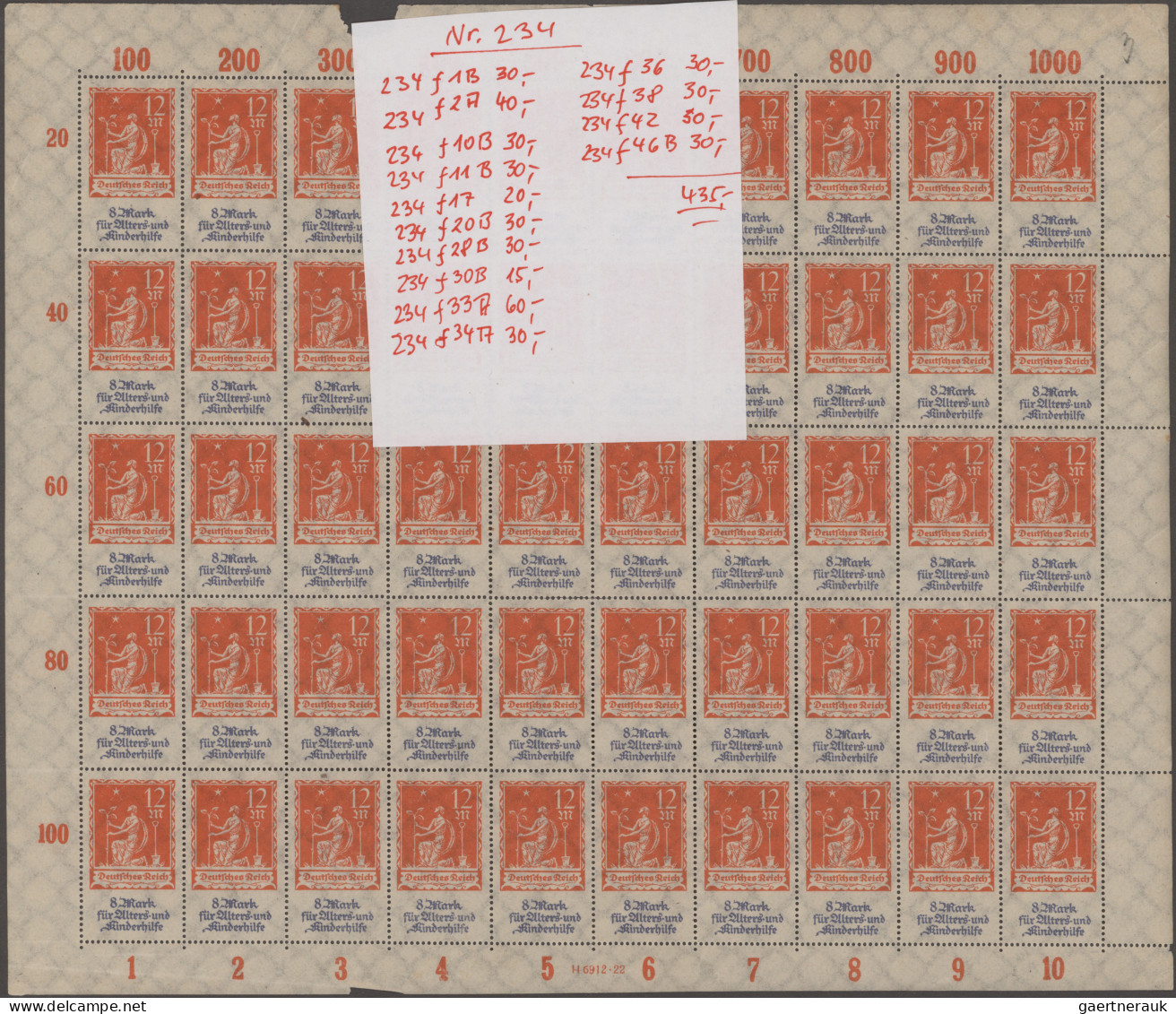 Deutsches Reich - Inflation: 1922, Alters- Und Kinderhilfe, Zwei Postfrische Bog - Collections