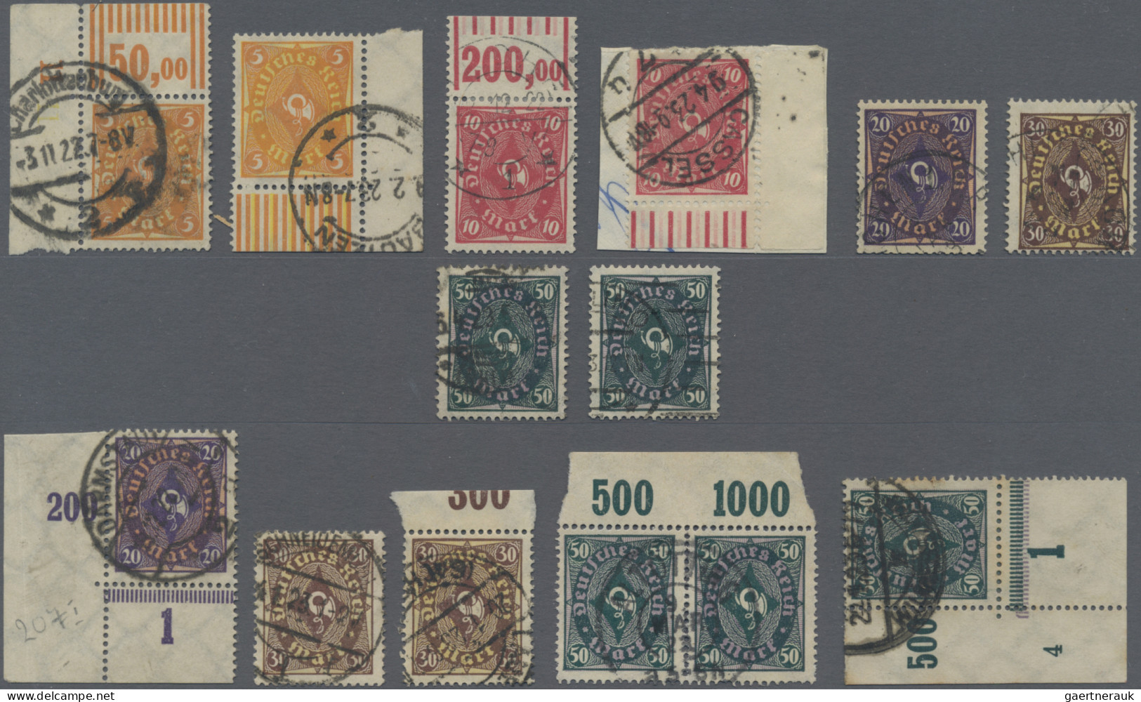 Deutsches Reich - Inflation: 1922, Posthorn(zweifarbig), überkompletter, Gestemp - Collections