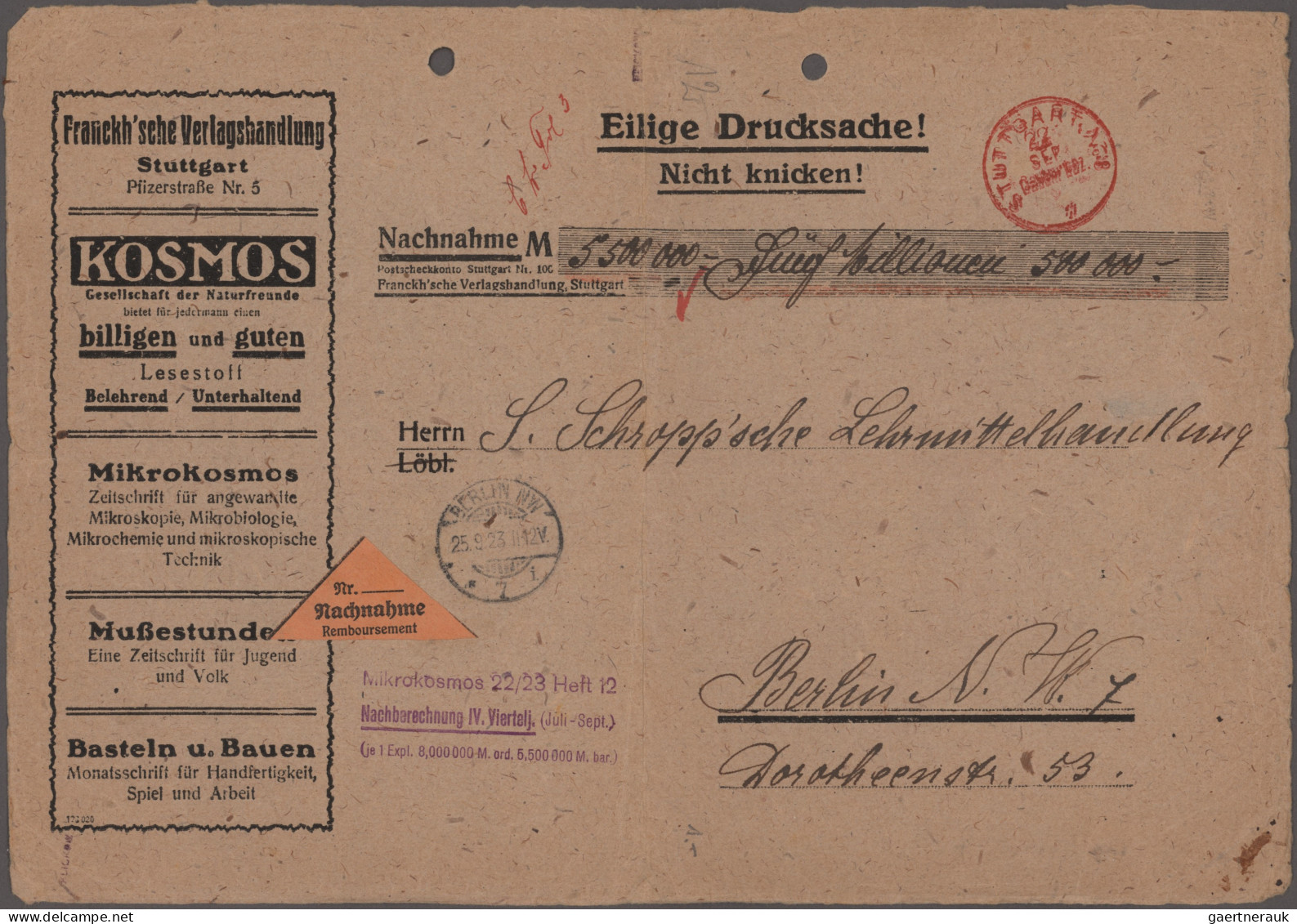 Deutsches Reich - Inflation: 1923, Roter FRANKO-Stempel Von Stuttgart, Lot Von D - Verzamelingen