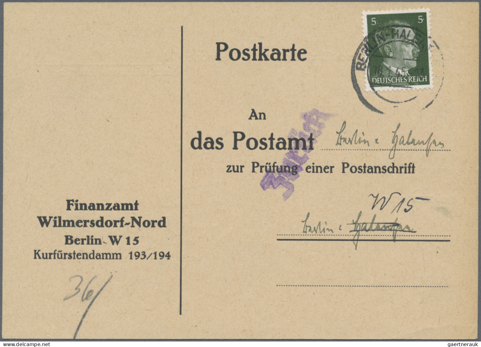 Deutsches Reich - 3. Reich: 1927/1945, Partie Von Acht Bedarfsbelegen, Dabei Dre - Briefe U. Dokumente