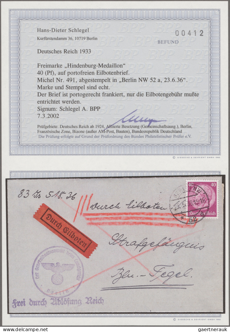 Deutsches Reich - 3. Reich: 1933/1937, Dauerserie Hindenburg, Nette Spezialparti - Covers & Documents