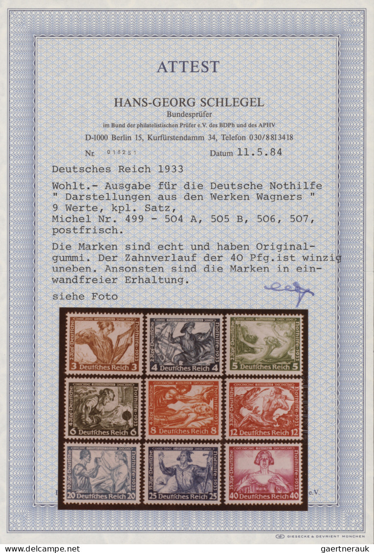 Deutsches Reich - 3. Reich: 1933/1945, In Den Hauptnummern Bis Auf Chicagofahrt - Ongebruikt