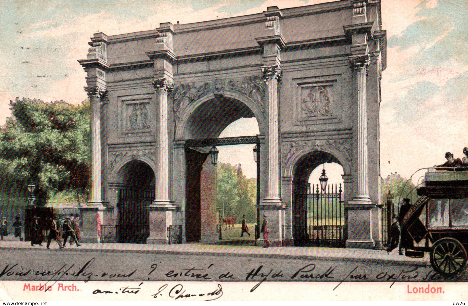 London - Marble Arch, Hyde Park - Lithographie, Double Decker Bus - Post Card 1906 - Hyde Park